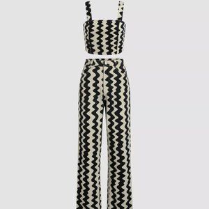 Black and white denim two piece set. Never worn and brand new with tags